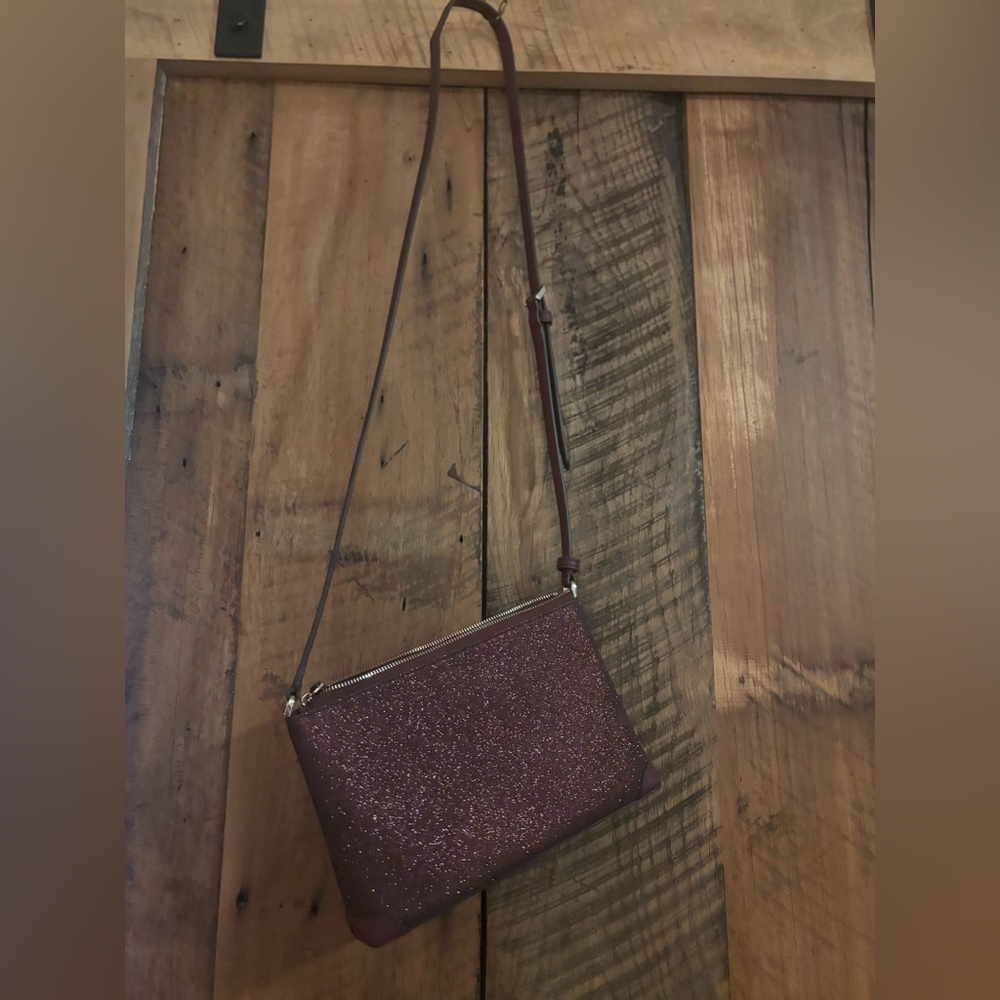 Kate Spade New York Burgundy Glitter Crossbody Messenger Bag - Picture 2 of 8